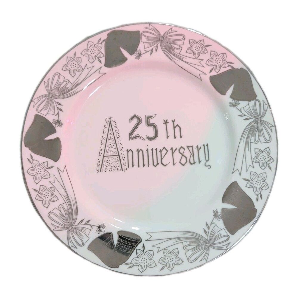 Rare Norcrest Fine China 25th Anniversary Silver Plate Gift Wedding Celebrations